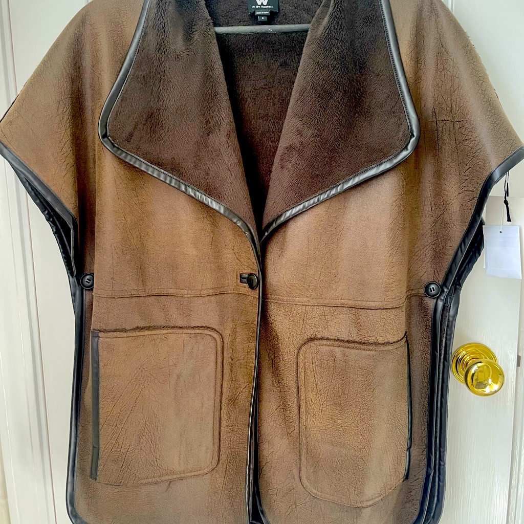 Gorgeous W By Worth, Nwt, Cozy Vest, Oversized, Mid Thigh, Cocoa, 100% Poly